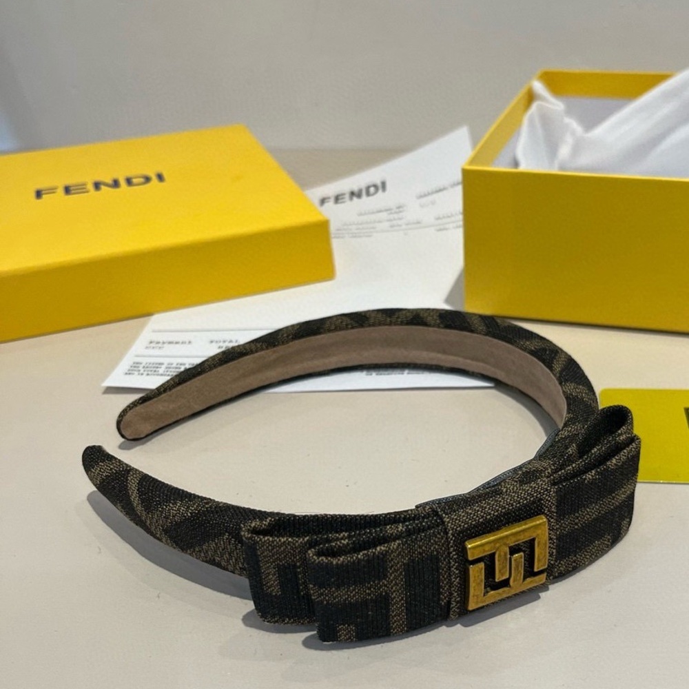 Fendi FF Logo Black Brown Fabric Headband